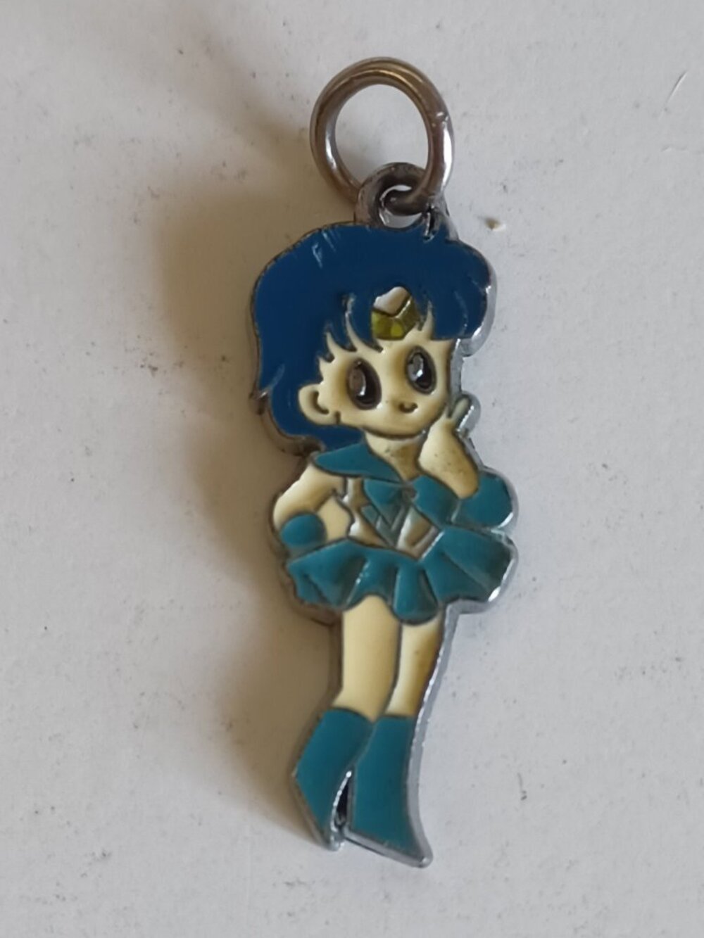 Vintage Sailor Mercury Enamel Charm from the Classic Sailor Moon Anime series